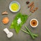 Avocados leaves with nature spa ingredients turmeric,herbal com