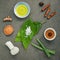 Avocados leaves with nature spa ingredients turmeric,herbal comp