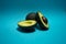 Avocados presented on light blue background