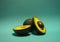Avocados presented on turquoise background