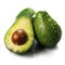 Avocados on a white background. Generative AI