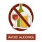 Avoid alcohol warning crossed beer and wine icon