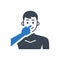 Avoid face touch related vector glyph icon.