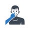Avoid face touch related vector glyph icon.