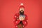 Avoid overwhelming anxiety when faced with holiday stressors. Winter decorations. New year. Hipster cheerful bearded man