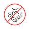 Avoiding physical contact. Vector thin line icon illustration with forbidden handshake symbols. Social distancing and safety tips