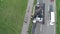 Avto crash aerial static view of stolen car burning near the road