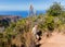 Awaawapuhi trail end on cliff above Na Pali coast on Kauai