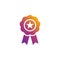 Award badge with a star vector icon in bright color gradient. Certificate seal. Trendy flat style