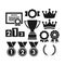 Award black vector icon set.