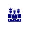 Award, business rank, success, team, winner, crown on head blue color icon