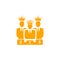 Award, business rank, success, team, winner, crown on head orange color icon