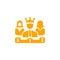 Award, business rank, success, team, winner, crown on head orange color icon