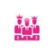 Award, business rank, success, team, winner, crown on head pink color icon