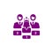 Award, business rank, success, team, winner, crown on head purple color icon