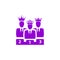 Award, business rank, success, team, winner, crown on head violet color icon