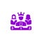 Award, business rank, success, team, winner, crown on head violet color icon