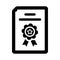 Award, certified, page quality icon. Black vector graphics