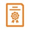 Award, certified, page quality icon. Orange variant