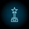 Award cinema blue neon icon. Simple thin line, outline vector of cinema icons for ui and ux, website or mobile application