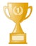 award - golden winners cup with the number 1 and laurel wreath, vector illustration
