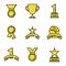 Award icon golden cups for winners. Sport trophy. Linear style. Vector