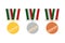 Award icons. Web site. Set of golden, silver and bronze medals