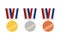 Award icons. Web site. Set of golden, silver and bronze medals