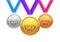 Award medal gold silver and bronze. Champion metal ward for winner. Vector achievement