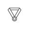 Award medal with neck ribbon outline icon