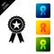 Award medal with star and ribbon icon isolated. Winner achievement sign. Champion medal emblem. Success symbol. Set