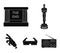 Award Oscar, movie screen, 3D glasses. Films and film set collection icons in black style vector symbol stock