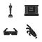 Award Oscar, movie screen, 3D glasses. Films and film set collection icons in black style vector symbol stock