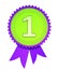 Award ribbon 1st first place, number 1 one medal green purple