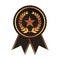 Award ribbon gold black medal with star laurel wreath rosette
