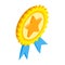 Award ribbon with star isometric 3d icon