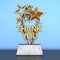 Award Trophy with Golden Thank You Sign. 3d Rendering