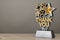 Award Trophy with Golden Thank You Sign. 3d Rendering