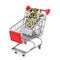 Award Trophy with Golden Thank You Sign in Shopping Cart Trolley. 3d Rendering