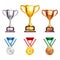 Award Trophy Medal Realistic Set