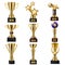 Award trophy vector winners prize golden trophycup for award-winning champion with reward for victory on competition