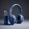 Award-winning Blue Headphones With Intricate Woodcut Design