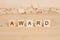 Award word written on wood