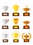 Awards cups icons set. Gold, silver, bronze.