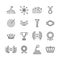 Awards line icons. Vector success and winning signs, victory and achievement linear symbols