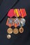 Awards and medals on the russian navy uniform