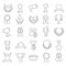 Awards and prizes line icons set for web and mobile design