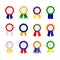 Awards ribbons icons. Good grades ribbon colorful rewards vector set