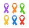 Awareness colorful vector ribbons, symbol of AIDS candlelight memorial day isolated on white