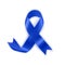 Awareness dark blue ribbon isolated on white background, Navy blue awareness ribbon for Colon Cancer and Colorectal Cancer symbol